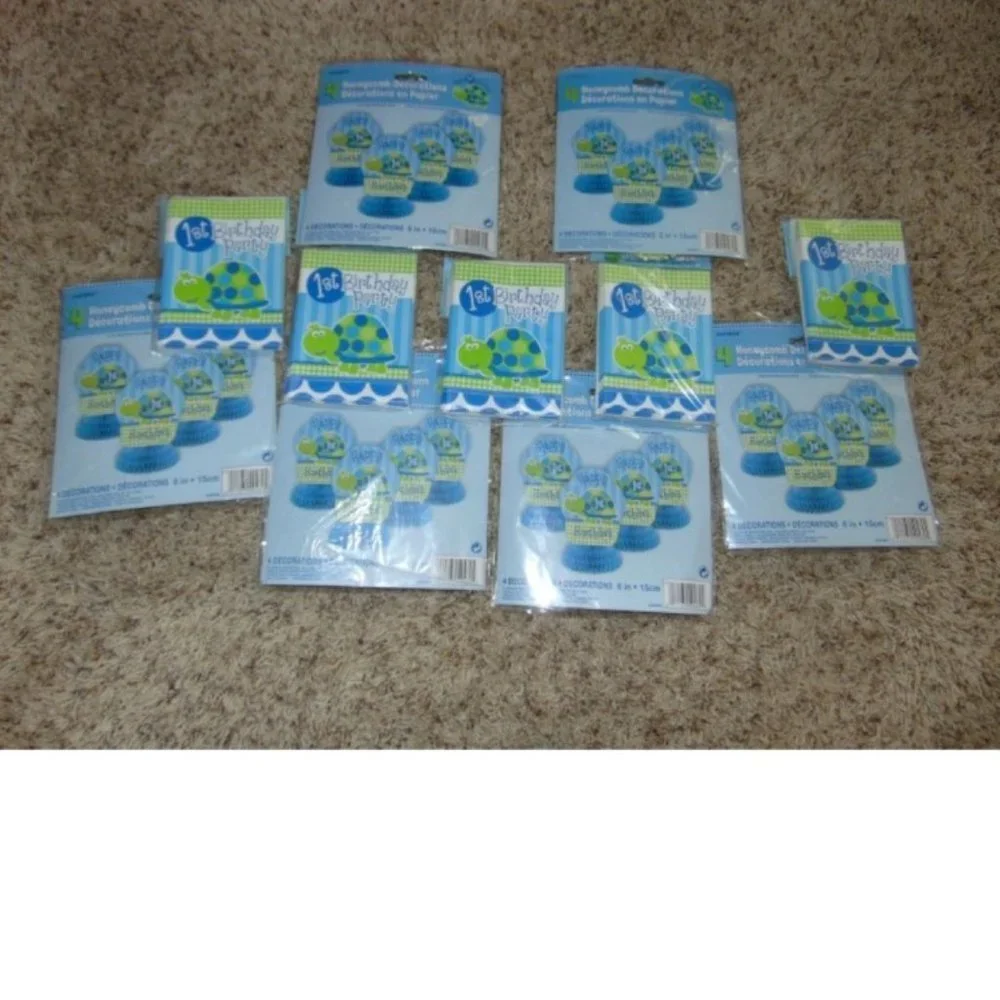 1st Birthday Party Turtle 24 Invites & 16 Table Decorations Turtle Kids Green